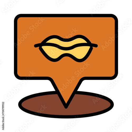 Smile Lips Pin Filled Outline Icon