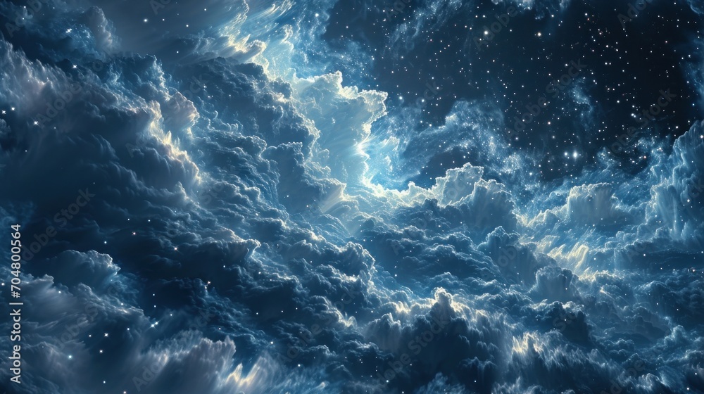 Obraz premium the night sky is full of stars and clouds, and the sky is filled with stars and the sky is filled with clouds and stars.