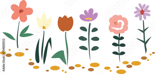 Wallpaper Mural Botanical nature flowers and leaves simple elements vector illustration isolated on white background Torontodigital.ca
