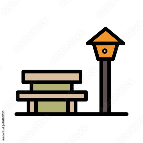 Bench City Park Filled Ouline Icon