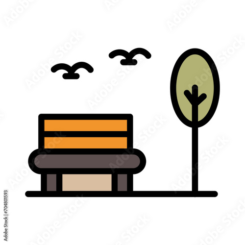 Bench City Park Filled Ouline Icon