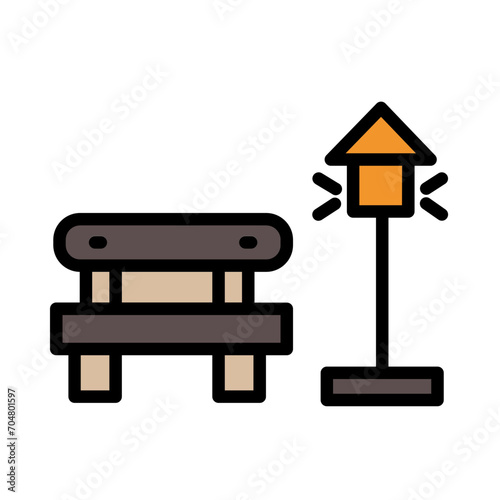 Bench City Park Filled Ouline Icon