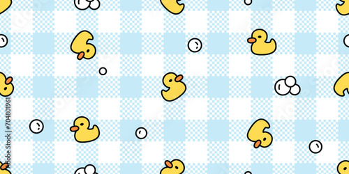 duck seamless pattern tartan plaid checked rubber duck soap bubble chicken bird cartoon vector pet wrapping paper scarf isolated doodle animal farm tile wallpaper repeat background illustration design