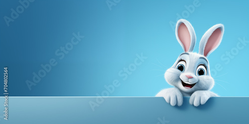 Easter Bunny with place for text over blue background