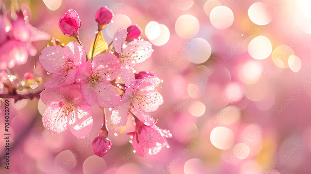 floral background, cherry blossoms, springtime, bokeh