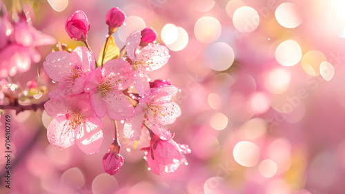 floral background, cherry blossoms, springtime, bokeh