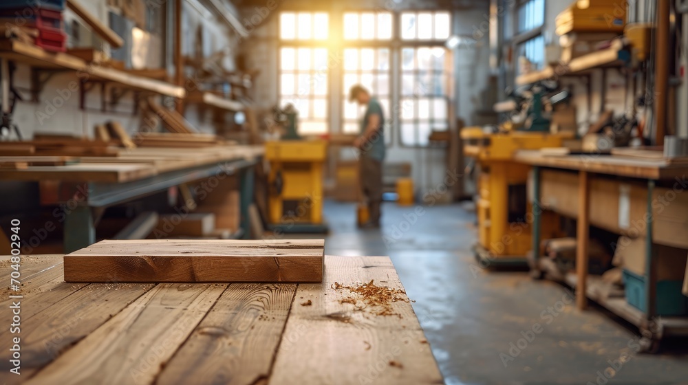 A wood in workshop. Generative AI. A wood in workshop. Generative AI.