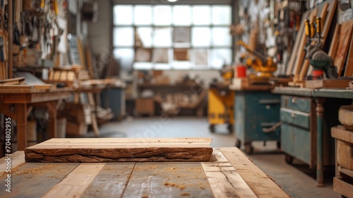 A wood in workshop. Generative AI. photo