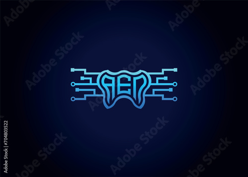 Letter AEN Modern Technology Vector Monogram Dental care shape Logo photo