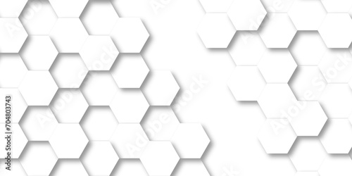 Seamless pattern with hexagonal white and gray technology line paper background. Hexagonal 3d vector grid tile and mosaic structure mess cell. white and gray hexagon honeycomb geometric copy space.