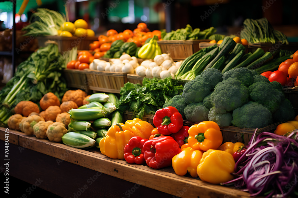 Colorful Display of Fresh Produce at a Local Market