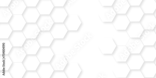 Abstract pattern with hexagonal white and gray technology line paper background. Hexagonal 3d vector grid tile and mosaic structure mess cell. white and gray hexagon honeycomb geometric copy space.