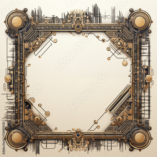 cyber circuit board frame border design with some blank space