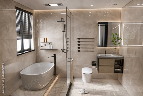 3d rendering luxury bathroom vanity interior design inspiration