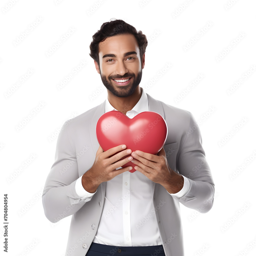 Man Holding A Valentine Heart Isolated On Transparant Background Man Holding A Valentine Heart Isolated On Transparant Background