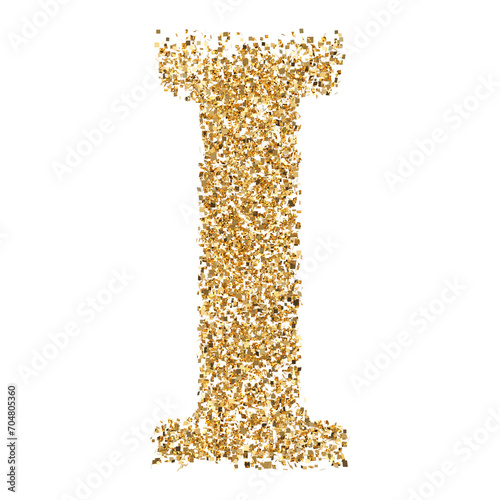 Gold glittering letter I font