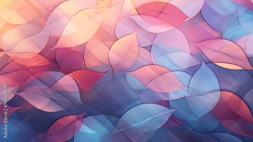 Leaves gently floating on a pond's surface form a serene, calming mosaic Leaves gently floating on a pond's surface form a serene, calming mosaic