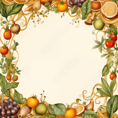 kitchen food spices frame border design with some blank space