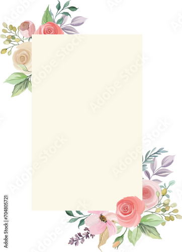 watercolor flower frame for decoration of wedding invitations, greetings, designs, birthdays © bintoro