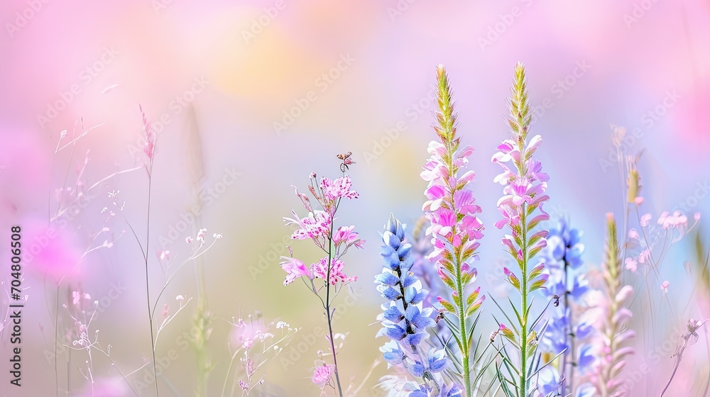 Naklejka premium wildflower. pastel color blank background 