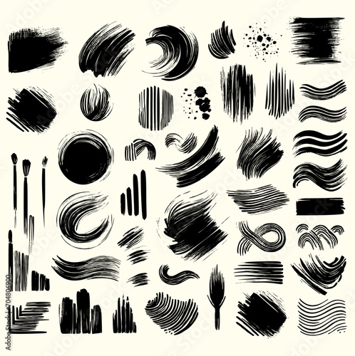 Collection of paint brush marker ink stokes textures