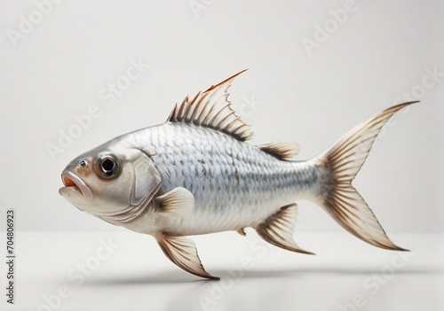  A fish on plain white background from AI Generative