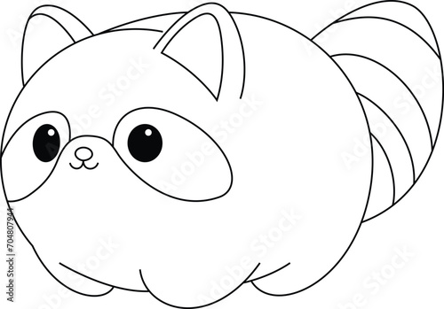 Cute raccoon cartoon illustration coloring page  