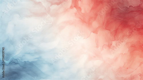 Dawn of Serenity : Abstract watercolor blend of red and blue and white 
