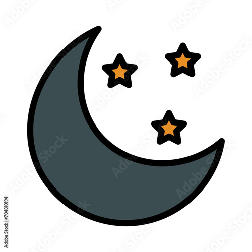 Astro Moon Stars Filled Outline Icon