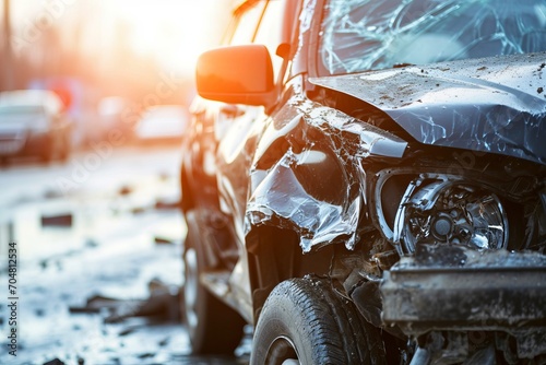 Close-up of a broken car after an accident © NEXTUZ