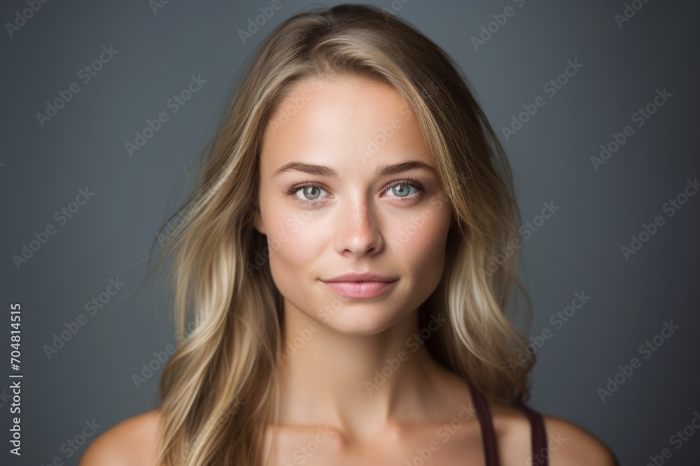 Portrait of a beautiful young woman with blue eyes and brown hair Portrait of a beautiful young woman with blue eyes and brown hair