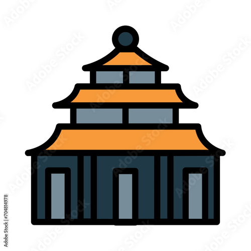 Building China Temple Filled Outline Icon