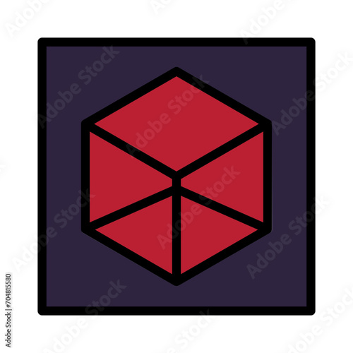 Line Edit Cube Filled Outline Icon