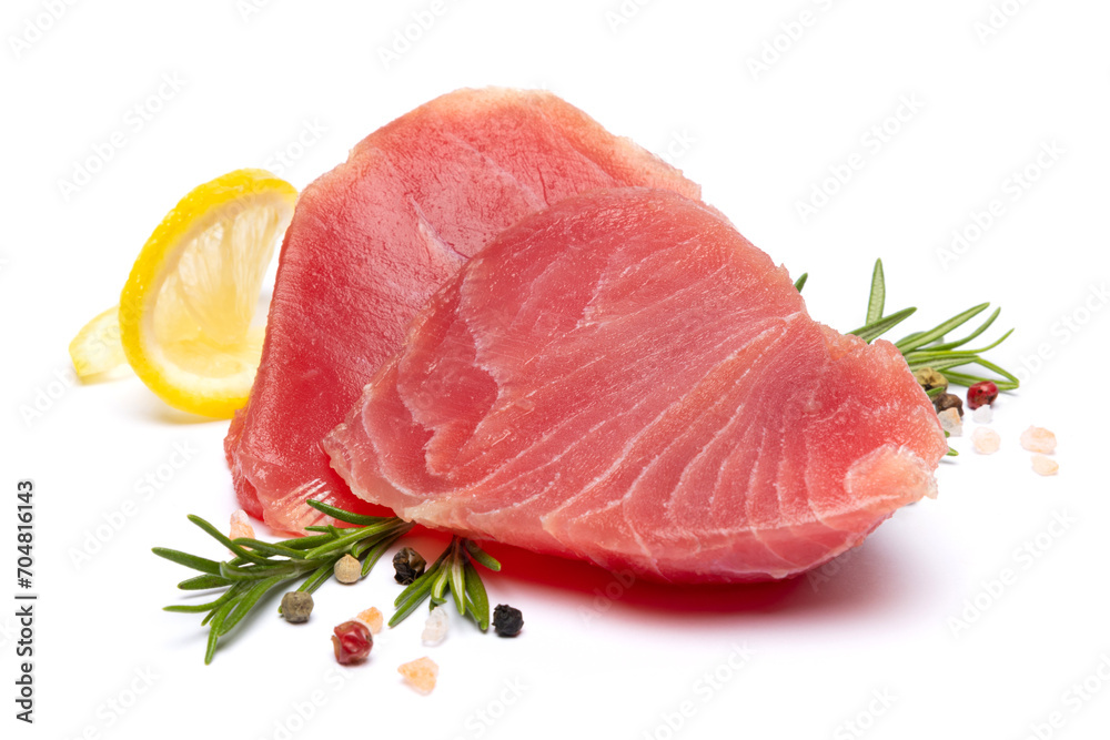 Fresh tuna Fish steak isolated on a white background Fresh tuna Fish steak isolated on a white background