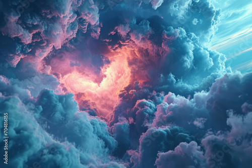 Colorful clouds form into heart shape. Valentine's day