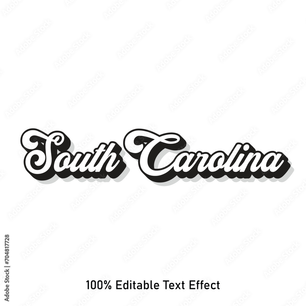 South Carolina text effect vector. Editable college tshirt design