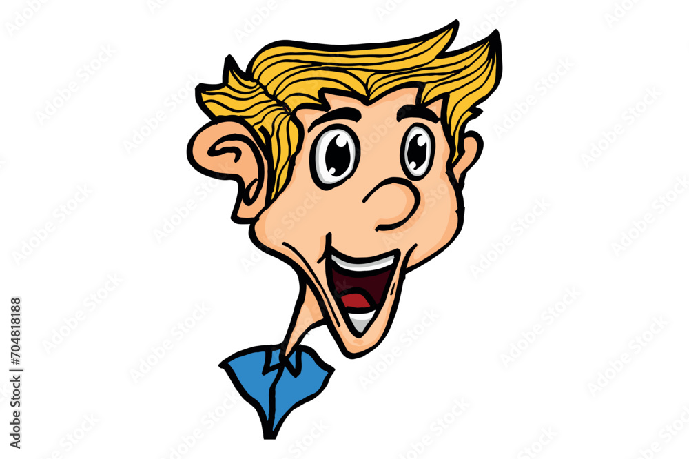Smiling Blonde Man Caricature Cartoon Characters