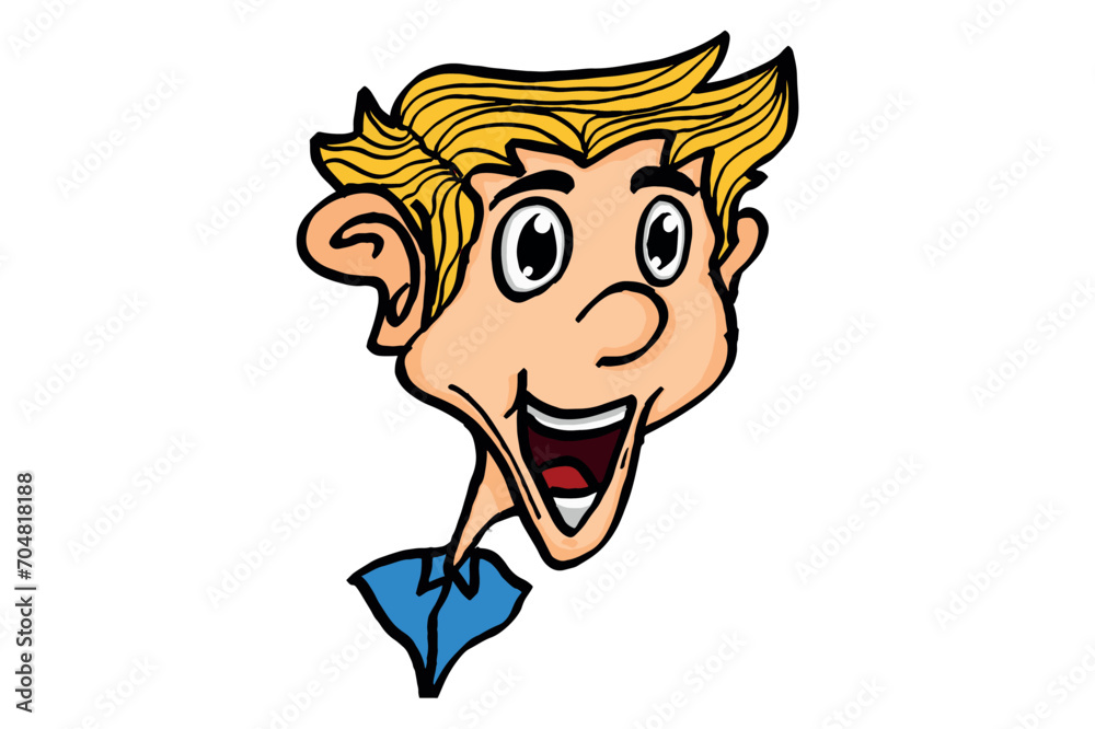 Obraz premium Smiling Blonde Man Caricature Cartoon Characters