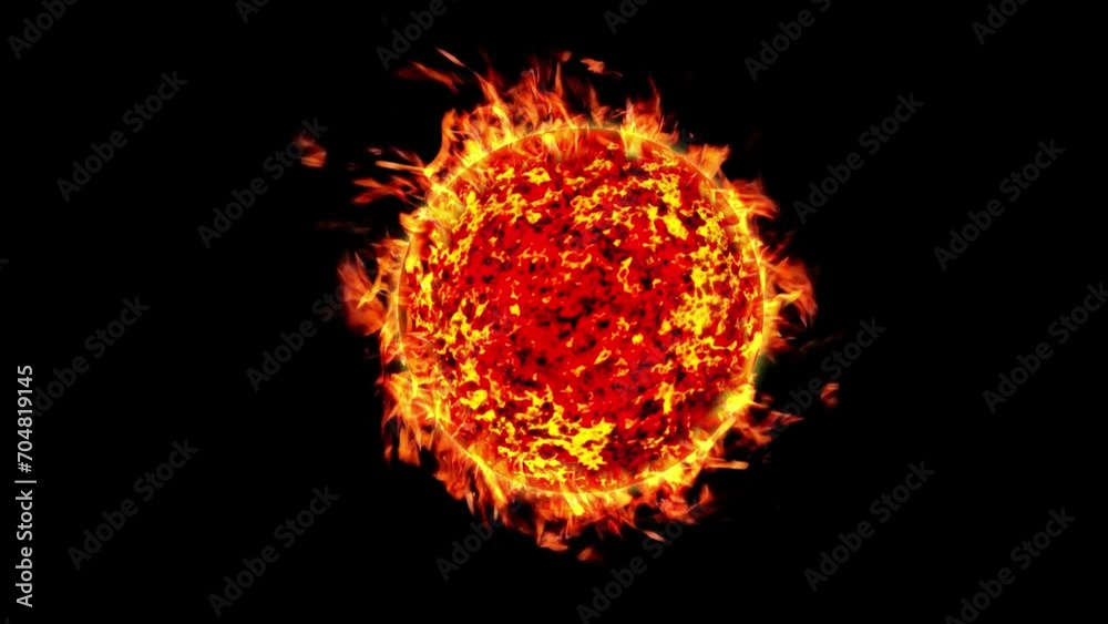 Pulsating red sun on a black isolated background. The blazing planet of the star rotates around its axis. Animated video in 4K resolution. Pulsating red sun on a black isolated background. The blazing planet of the star rotates around its axis. Animated video in 4K resolution.