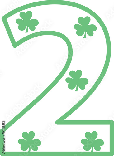 st. patrick s day outline letter number 2 two