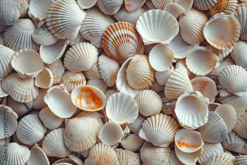 a pile of seashells  close-up