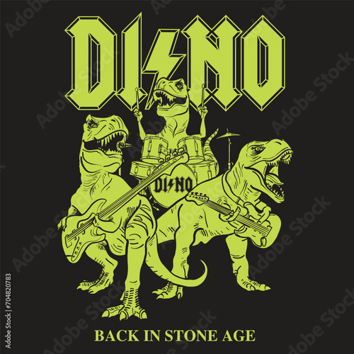 Dino rock band illustration