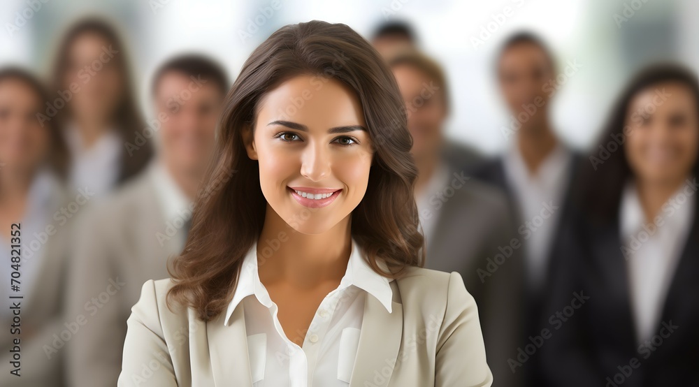 A Confident Businesswoman Standing In Front Of Her Professional Business Team A Confident Businesswoman Standing In Front Of Her Professional Business Team