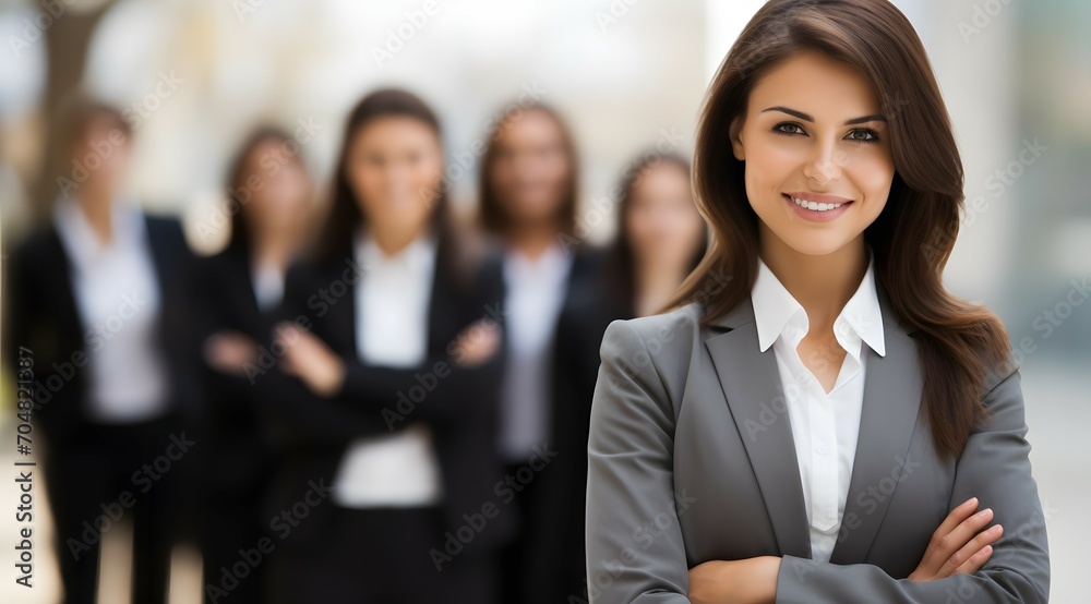 A Confident Businesswoman Standing In Front Of Her Professional Business Team A Confident Businesswoman Standing In Front Of Her Professional Business Team