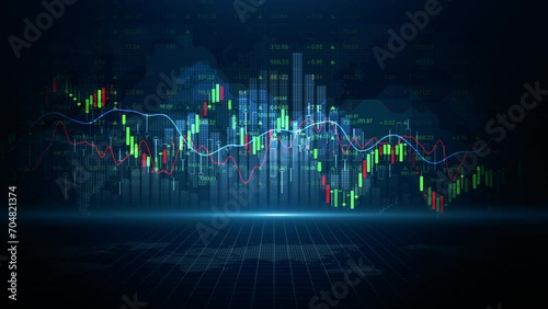 Global financial investment, Financial data Information for Trading and business investment, Stock market with candlestick on background. Business stock market visualization photo
