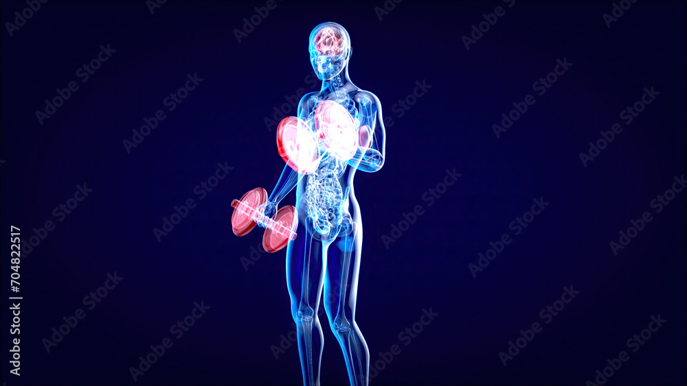 Abstract illustration of a man with weights Abstract illustration of a man with weights
