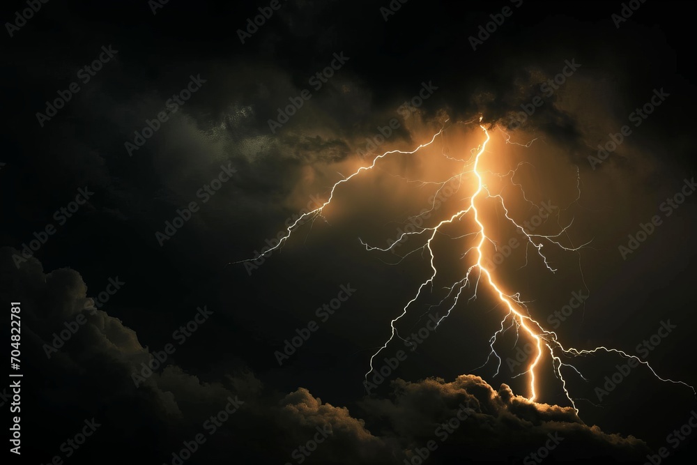 Dark cloud at night with thunder bolt.