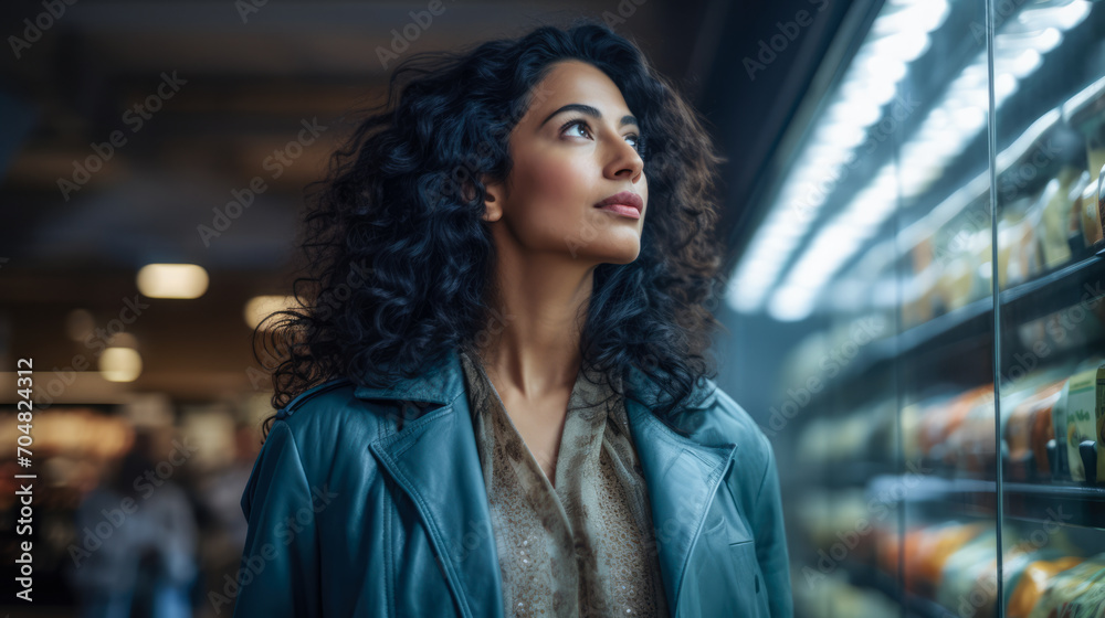 Young woman shopping at a supermarket store Young woman shopping at a supermarket store