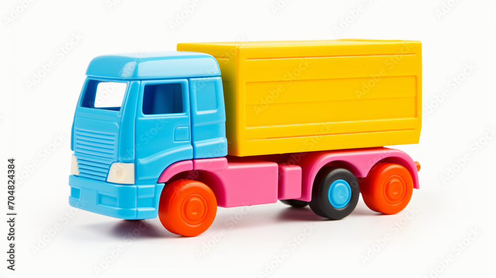 Colorful toy truck isolated on white background
