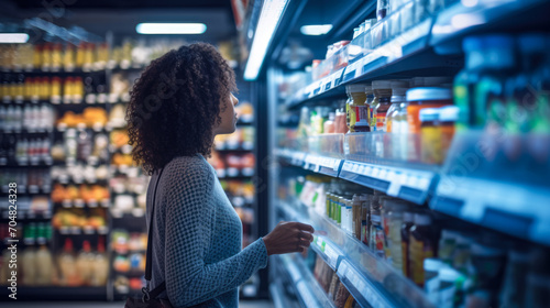 Young woman shopping at a supermarket store photo